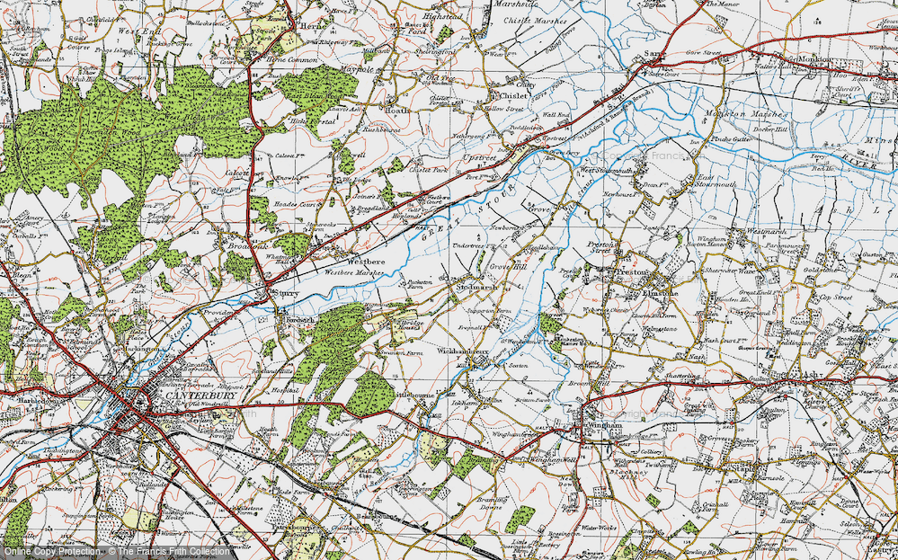 Old Map of Stodmarsh, 1920 in 1920