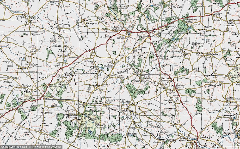 Old Map of Stody, 1921 in 1921