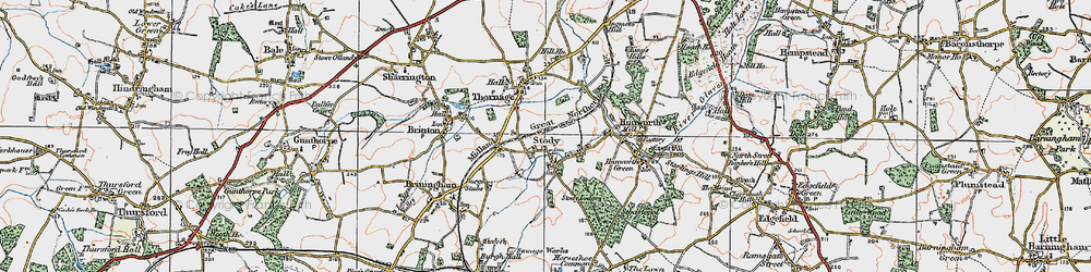 Old map of Stody in 1921