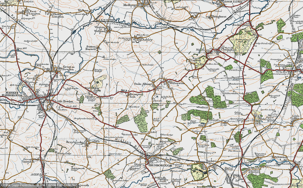 Old Map of Historic Map covering Bowd Lodge in 1920