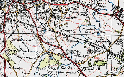 Old map of Stoke Aldermoor in 1920
