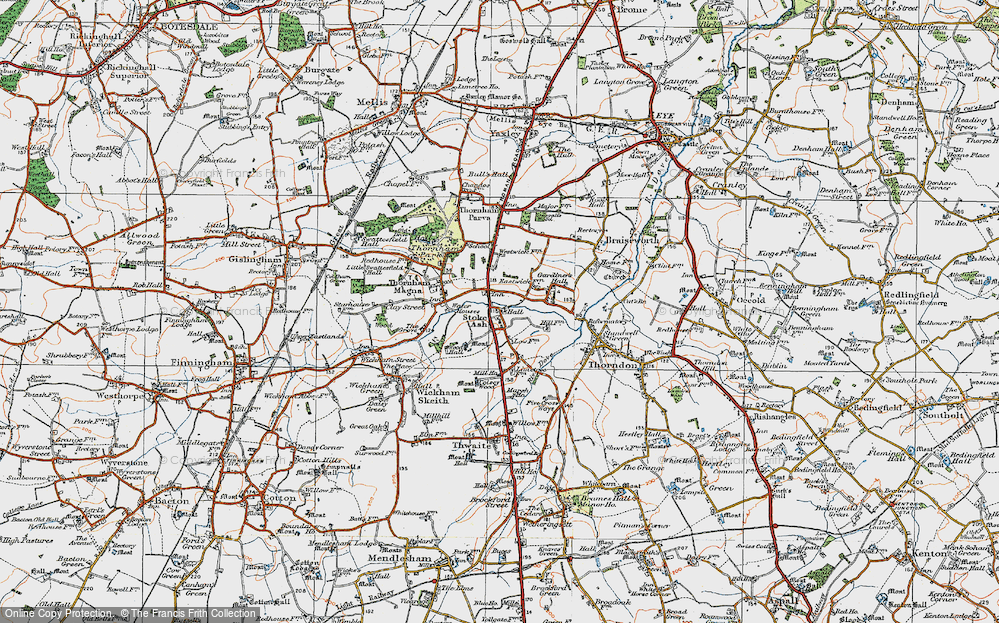 Old Map of Stoke Ash, 1921 in 1921