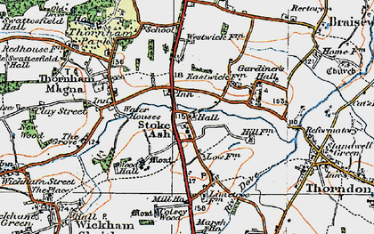 Old map of Stoke Ash in 1921