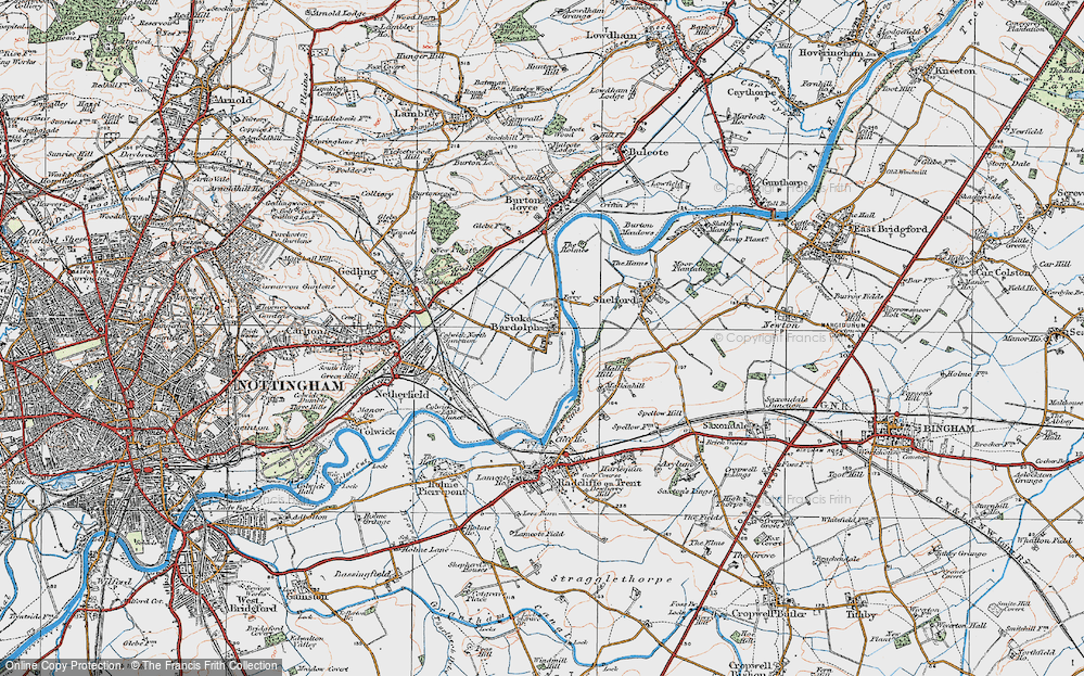 Old Map of Stoke Bardolph, 1921 in 1921