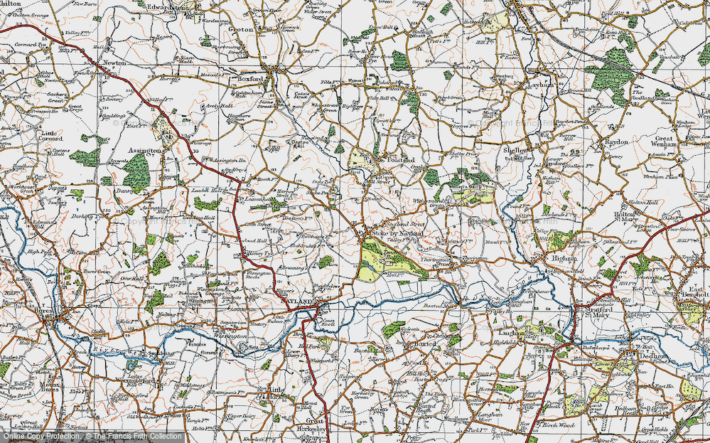 Old Map of Stoke-by-Nayland, 1921 in 1921