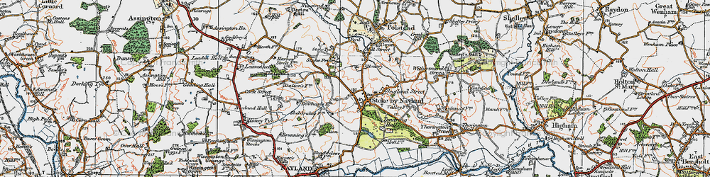 Old map of Stoke-by-Nayland in 1921