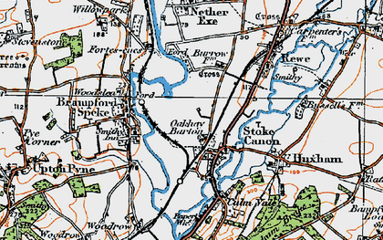 Old map of Stoke Canon in 1919