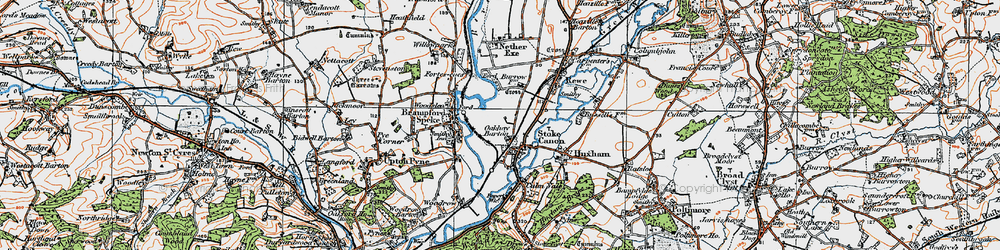 Old map of Stoke Canon in 1919