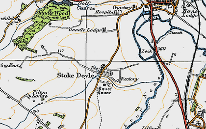 Old map of Stoke Doyle in 1920