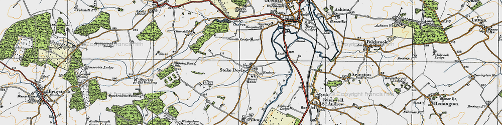 Old map of Stoke Doyle in 1920