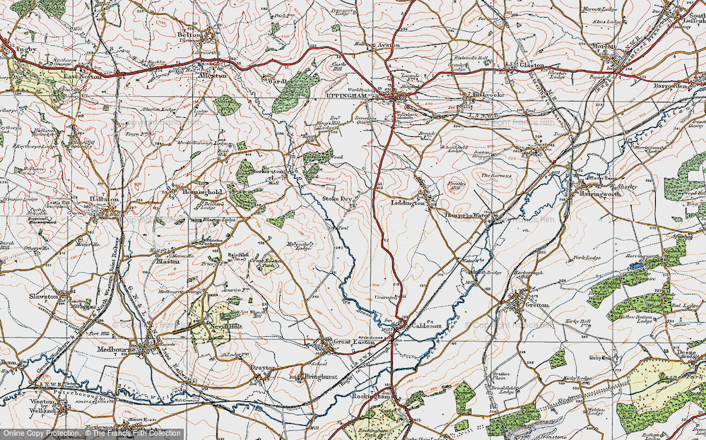 Old Map of Stoke Dry, 1921 in 1921