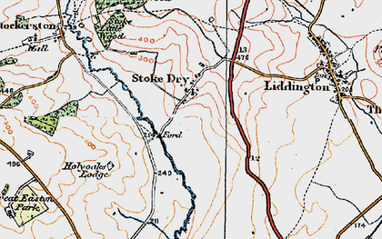 Old map of Stoke Dry in 1921