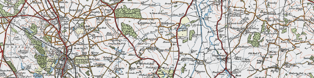 Old map of Langley Brook in 1921