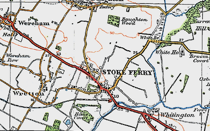 Old map of Stoke Ferry in 1921