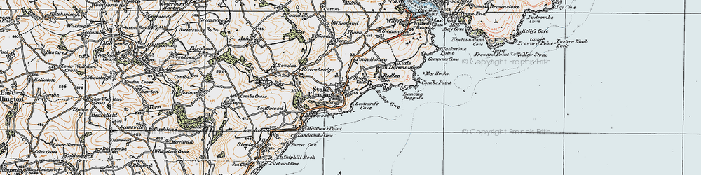 Old map of Stoke Fleming in 1919