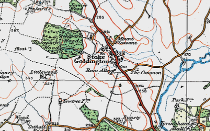 Old map of Stoke Goldington in 1919