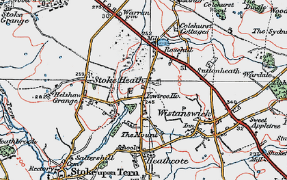 Old map of Stoke Heath in 1921