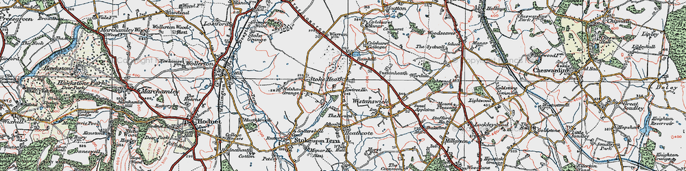 Old map of Stoke Heath in 1921