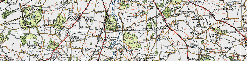 Old map of Stoke Holy Cross in 1922