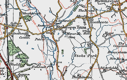 Old map of Stoke on Tern in 1921