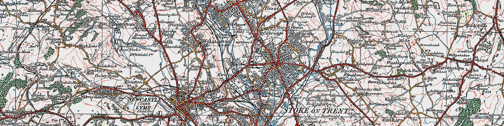 Old map of Stoke-on-Trent in 1921