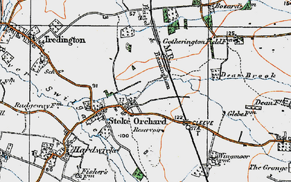 Old map of Stoke Orchard in 1919