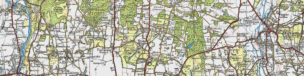 Old map of Stoke Poges in 1920