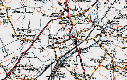 Old map of Stoke Prior in 1919