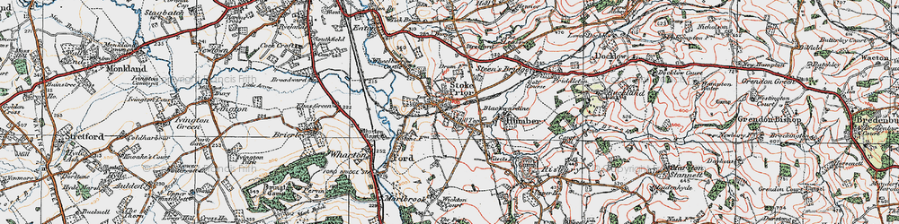 Old map of Stoke Prior in 1920