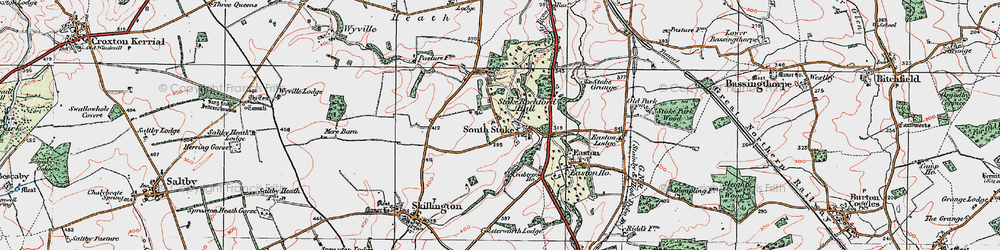 Old map of Stoke Rochford in 1922