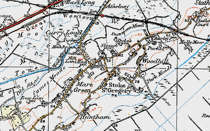 Old map of Stoke St Gregory in 1919
