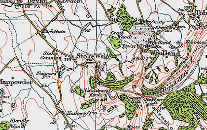 Old map of Bulbarrow Hill in 1919