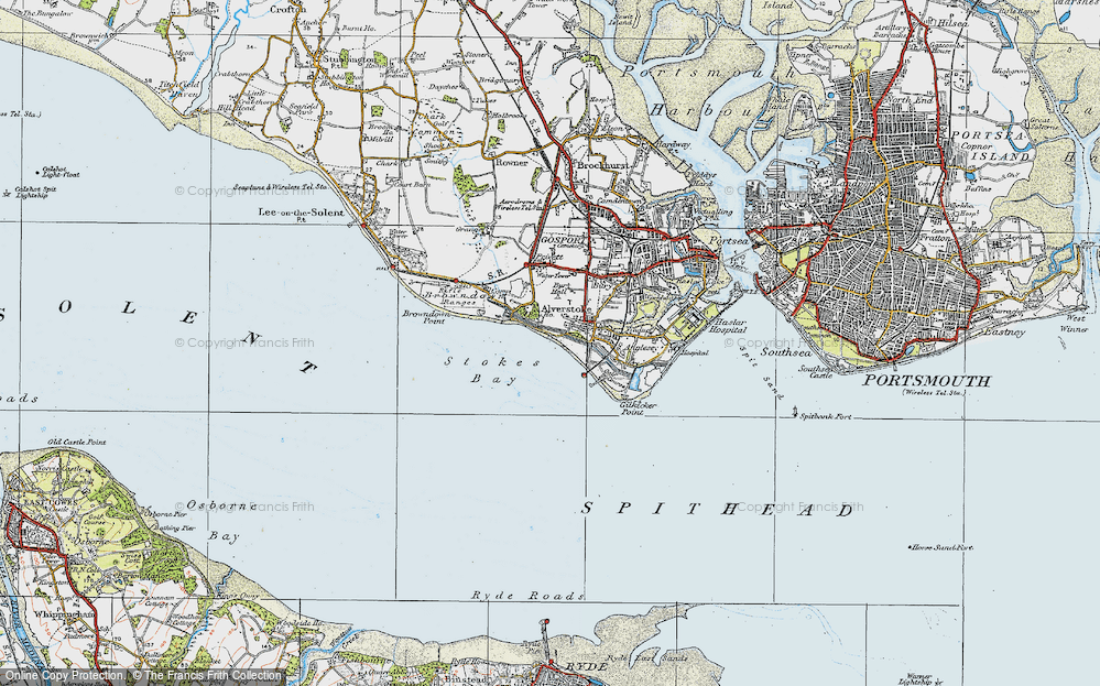 Old Map of Historic Map covering Browndown Point in 1919