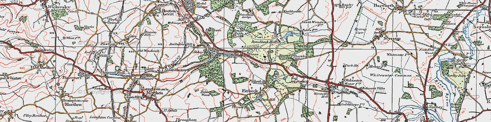 Old map of Roche Abbey in 1923