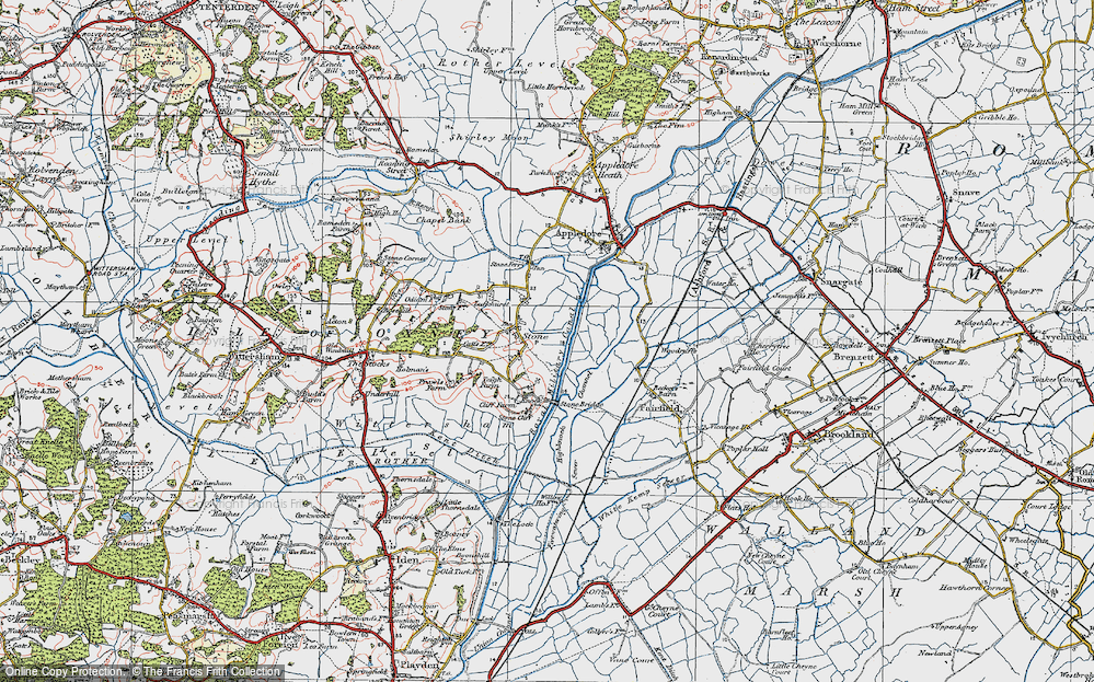 Old Map of Stone in Oxney, 1921 in 1921