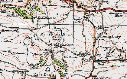 Old map of Stonecombe in 1919