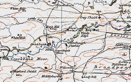 Old map of Stonehaugh in 1925