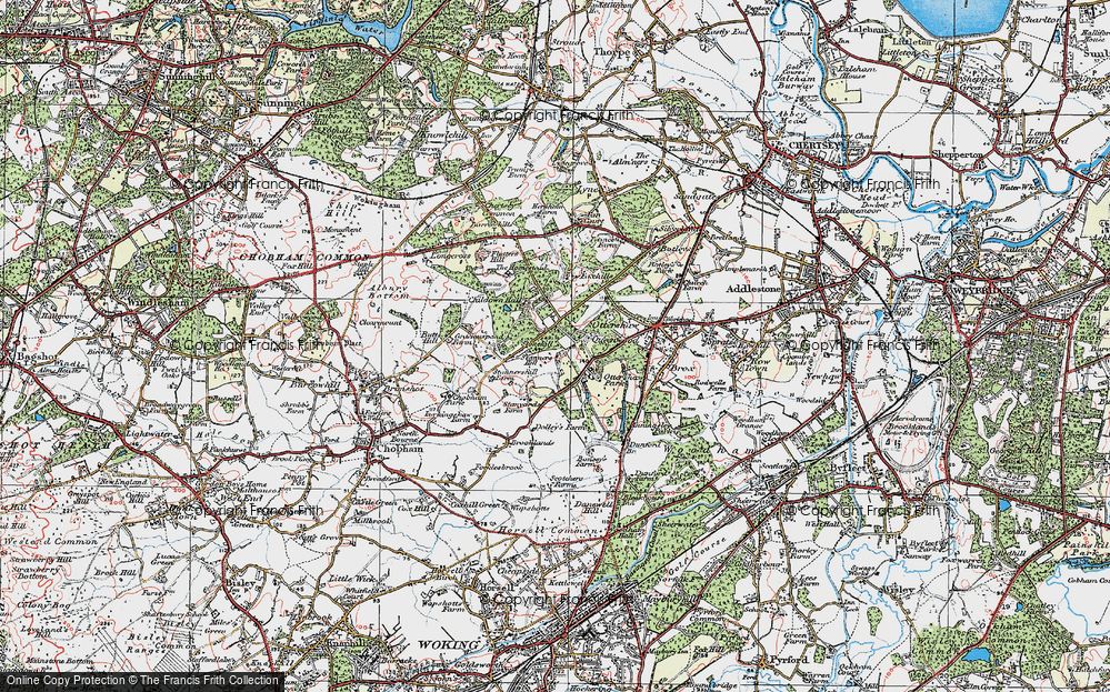 Old Map of Historic Map covering Fairoaks Airport in 1920