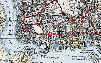 Old map of Stonehouse in 1919