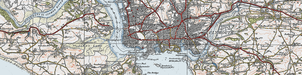 Old map of Stonehouse in 1919
