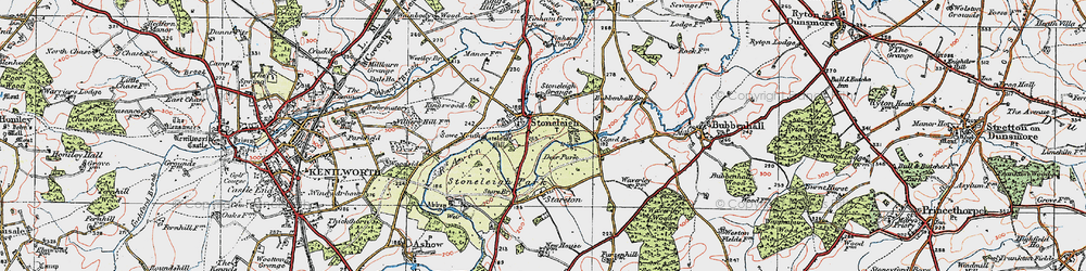 Old map of Stoneleigh in 1919