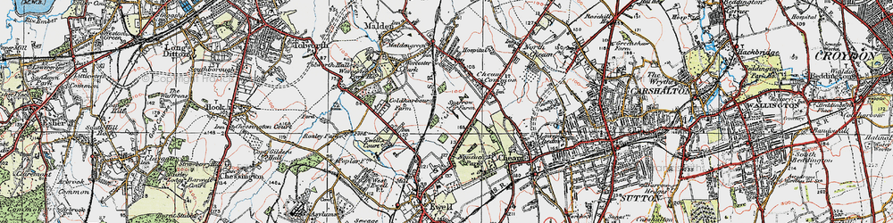 Old map of Stoneleigh in 1920