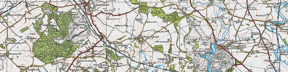 Old map of Stonesfield in 1919