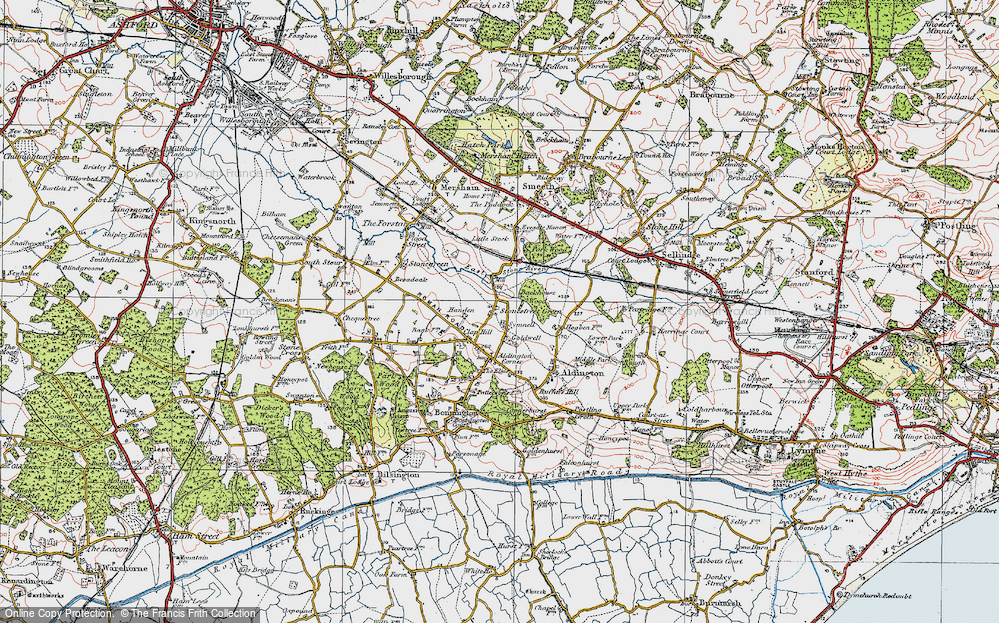 Old Map of Historic Map covering Blackhouse Wood in 1921
