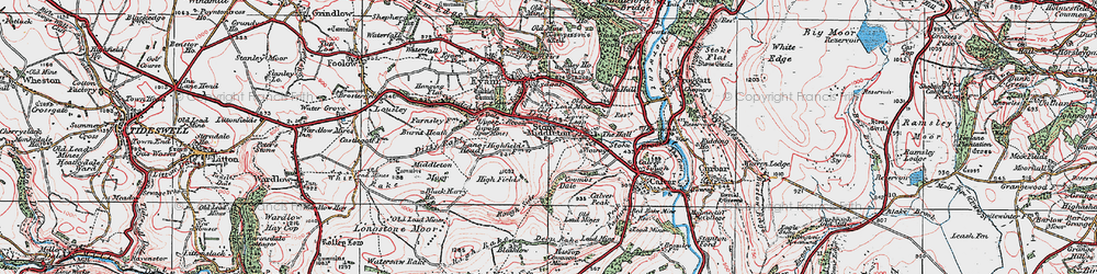 Old map of Stoney Middleton in 1923