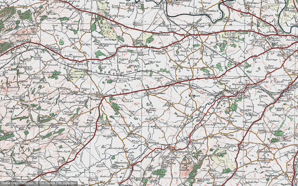 Old Map of Stoney Stretton, 1921 in 1921