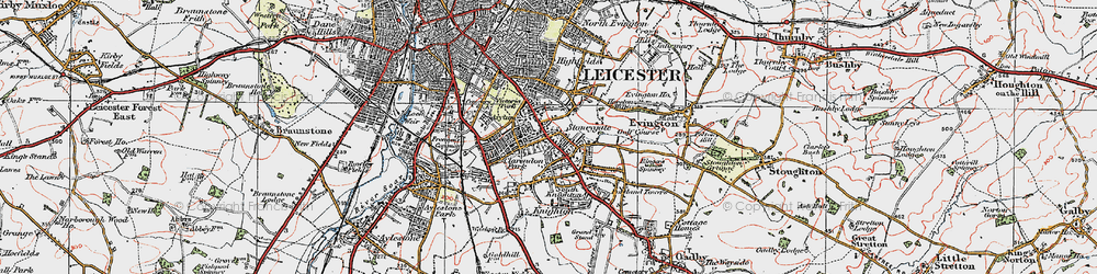 Old map of Stoneygate in 1921