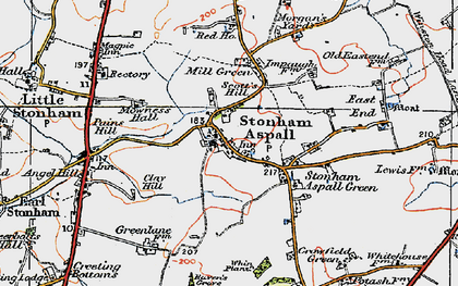 Old map of Stonham Aspal in 1921