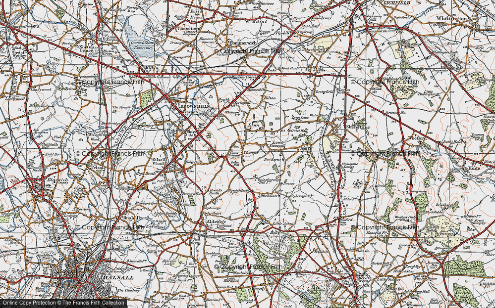 Old Map of Stonnall, 1921 in 1921