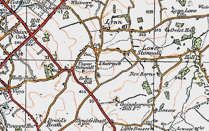 Old map of Stonnall in 1921